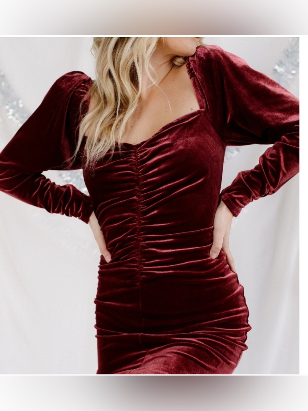 ASTR‎ NWT Women’s Ellsmere Velvet Long Puff Sleeve Mini Dress Size S Party Club